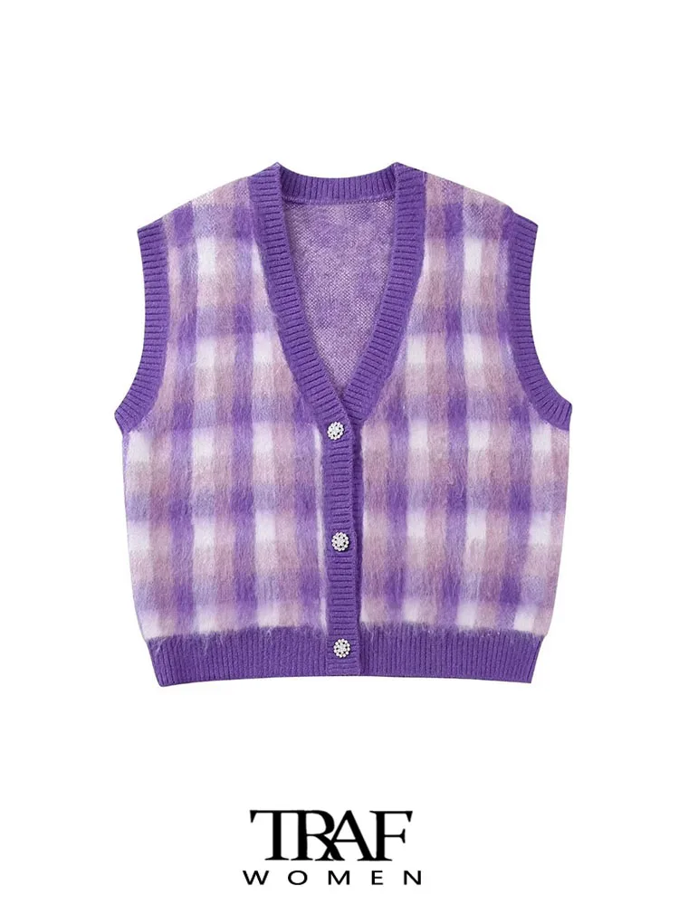 

Женский винтажный жилет с V-образным вырезом, на пуговицах