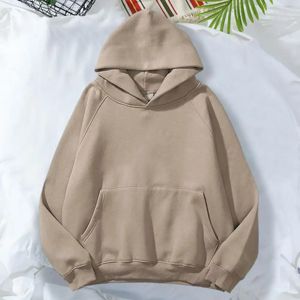 

Couple Hoodie Loose Solid Color Hooded Pullover Women Men Hoodie Unisex Big Patch Pocket Winter Hoodie Female Clothes