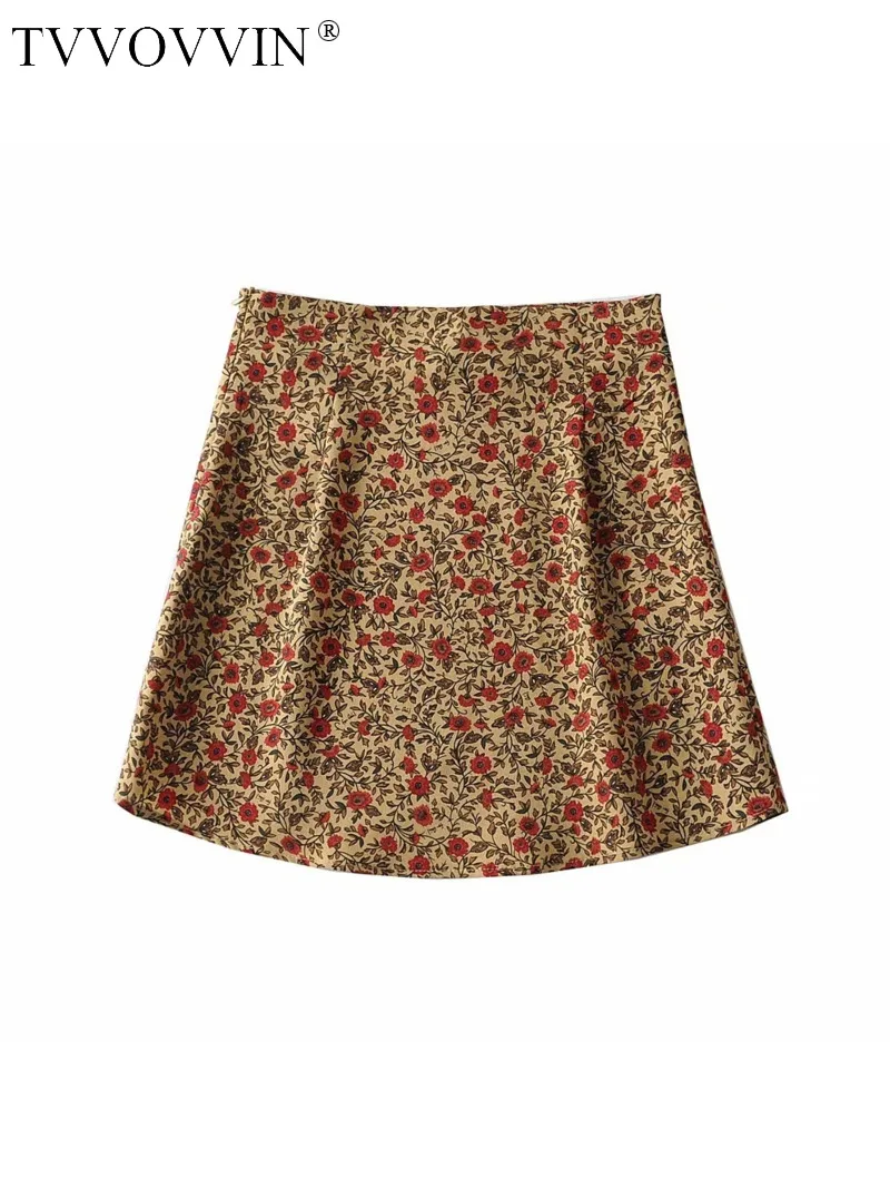 

TVVOVVIN Women's Summer Cool and Cute Print High Waist Short Fragmented Flower Short Skirt A-line Half length Skirt ICN1