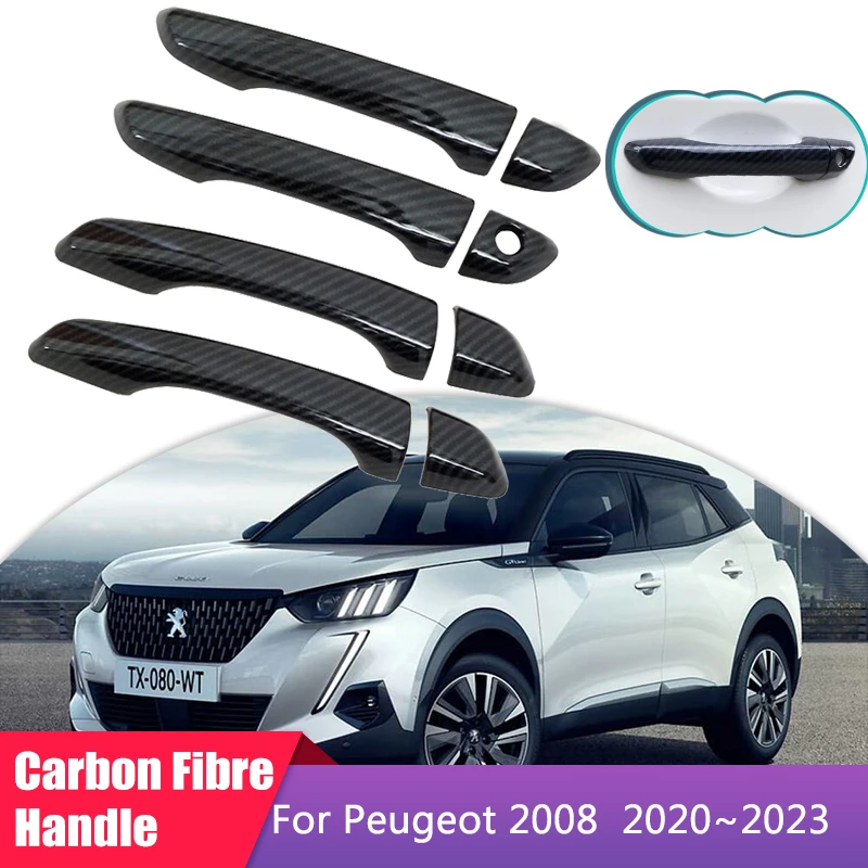 

Carbon Fiber Door Handle Cover For Peugeot 2008 MK2 P24 2020 2021 2022 2023 Car Protective Accessories Styling Stickers Gadget