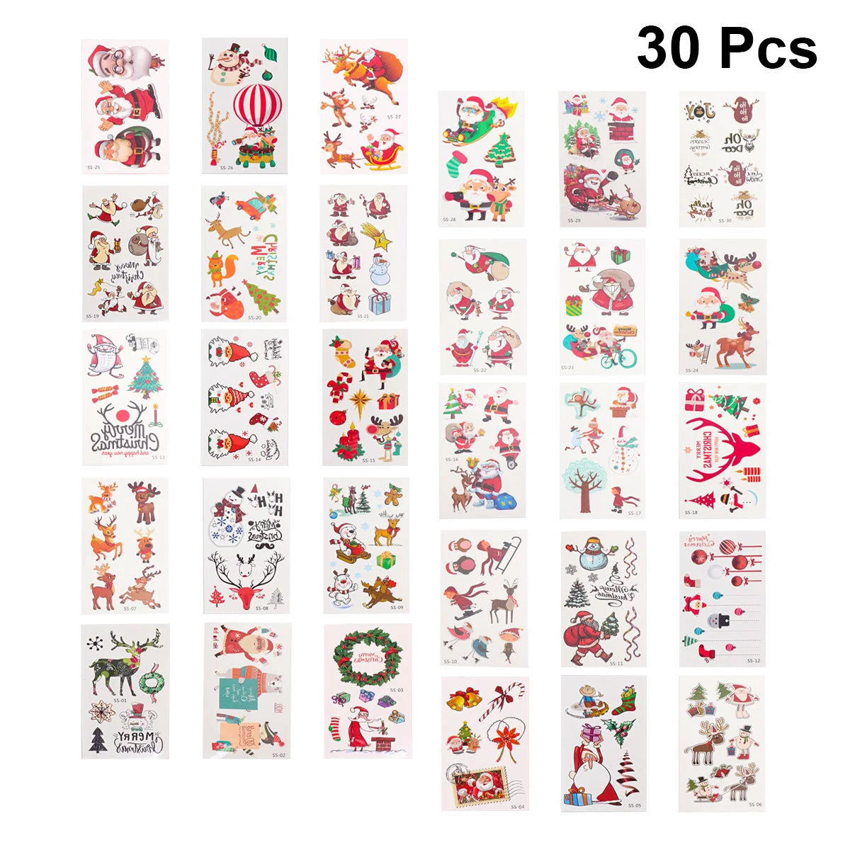 

30 Sheets Face Sticker Festival Santa Stickers Sticker Party Sticker Sheets Kids Water Proof Body Pastes