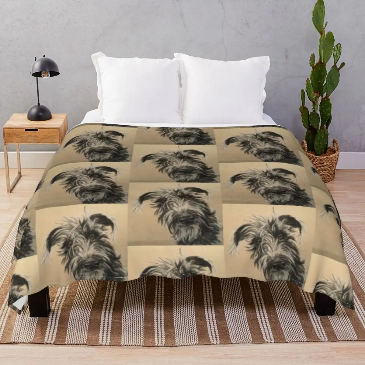 Scruffy Beddywhippet Lurcher Blankets Flannel Autumn/Winter Comfortable Unisex Throw Blanket for Bed Sofa Travel Cinema