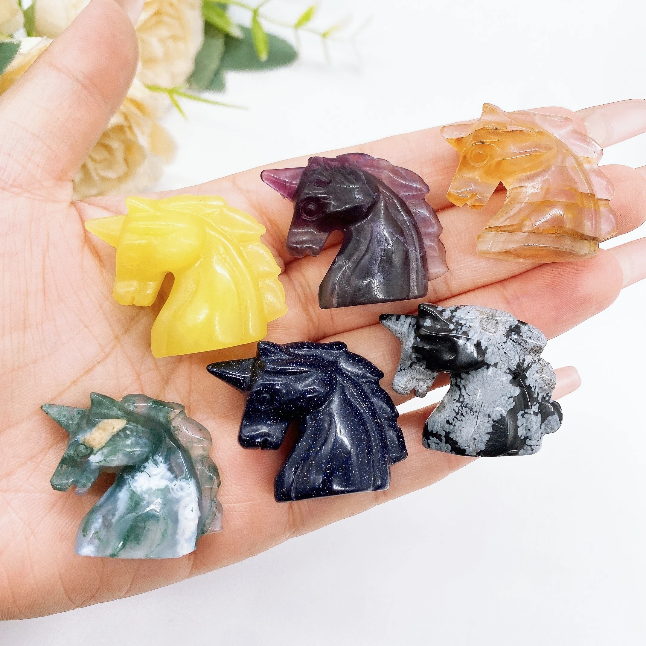 Статуэтка единорога из натурального кристалла резная фигурка животного