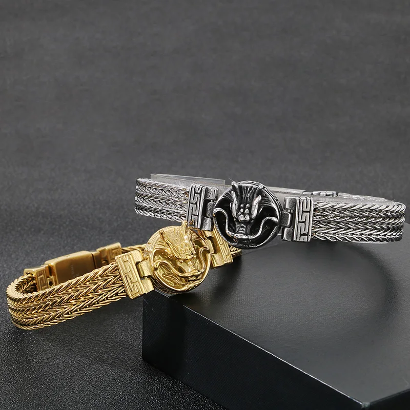 Мужской браслет-цепочка из нержавеющей стали в стиле панк