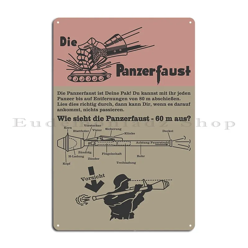 Фото Panzerfaust немецкие инфографические диаграммы Ww2, металлический знак, украшение для кинотеатра, индивидуальный жестяной знак для дома, плакат №2
