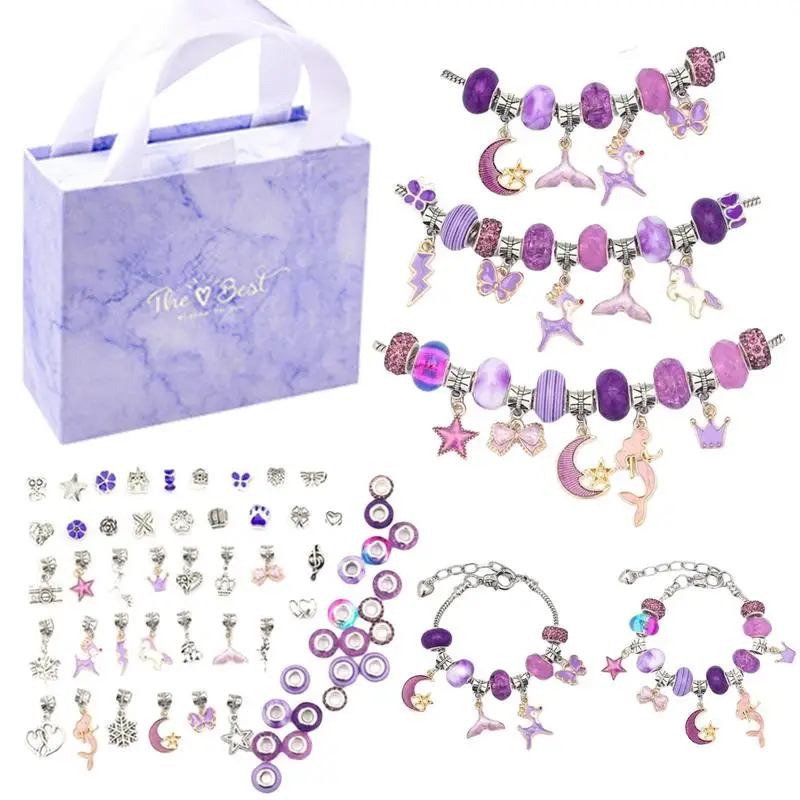 

Charm Bracelet Making Kit Colorful Bracelet Making Set With Beads For Jewelry Making Adjustable Snake Chains Bracelets Jewelry
