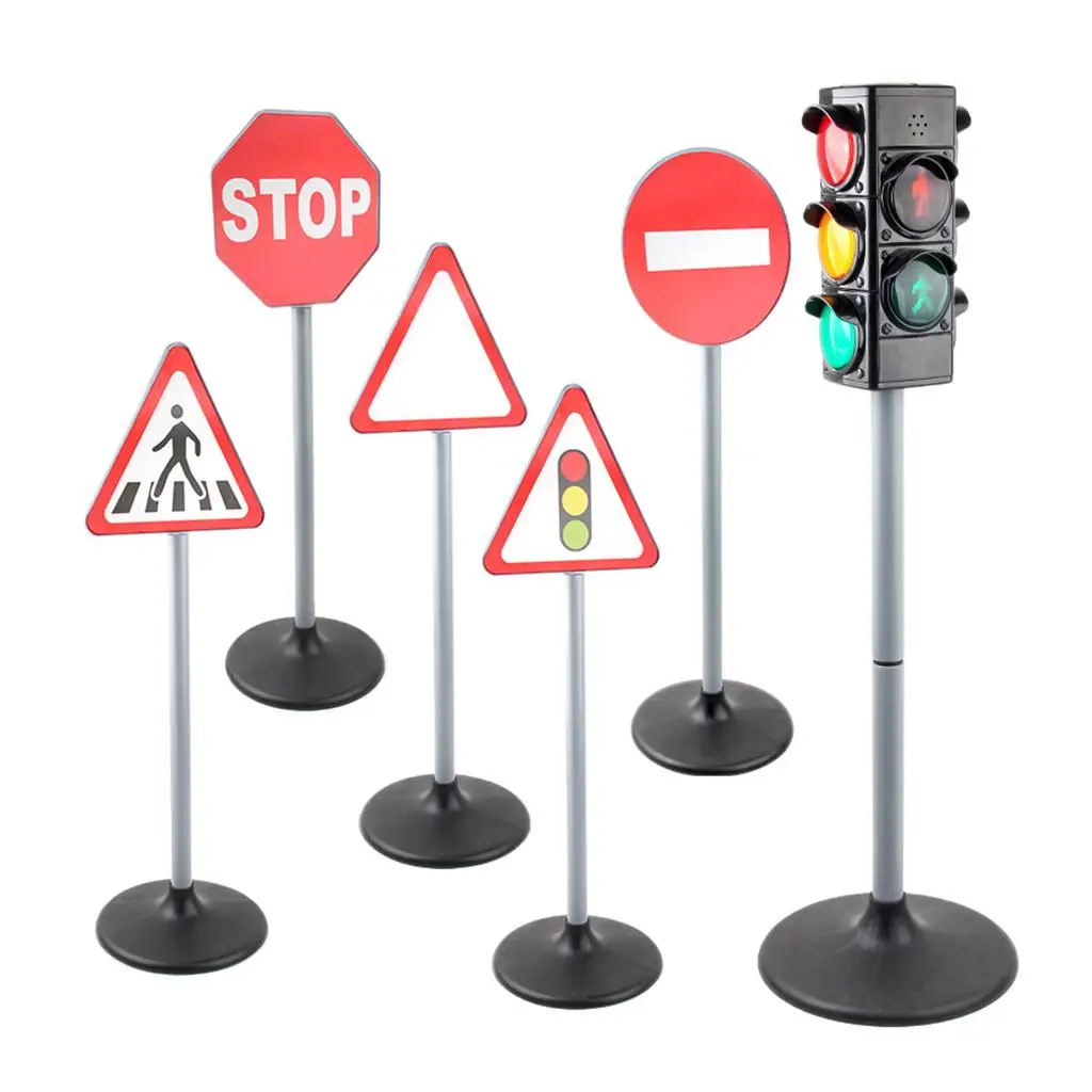 

Mini Traffic Signs Light Model Toy Child Education Playset Traffic Rule Cognition Themed Parties Decor for Kids Toddler
