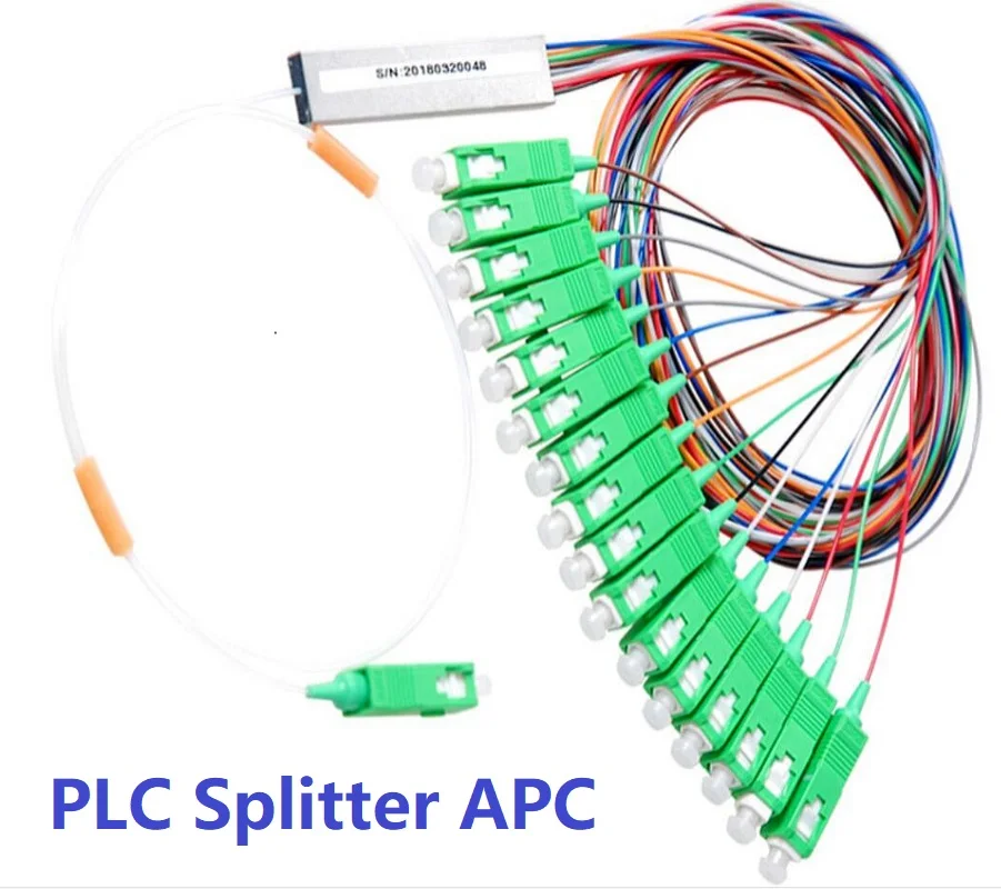 

20 шт./лот 1X16 PLC SC/APC SM 0,9 мм Высококачественный волоконно-оптический сплиттер 1 м FTTH SC APC красочного цвета