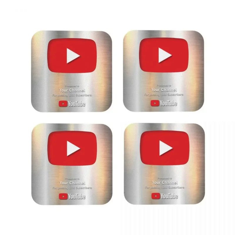 

Send Me A Message Youtube Award Coasters Coffee Mats Set of 4 Placemats Cup Tableware Decoration & Accessories Pads for Home Bar