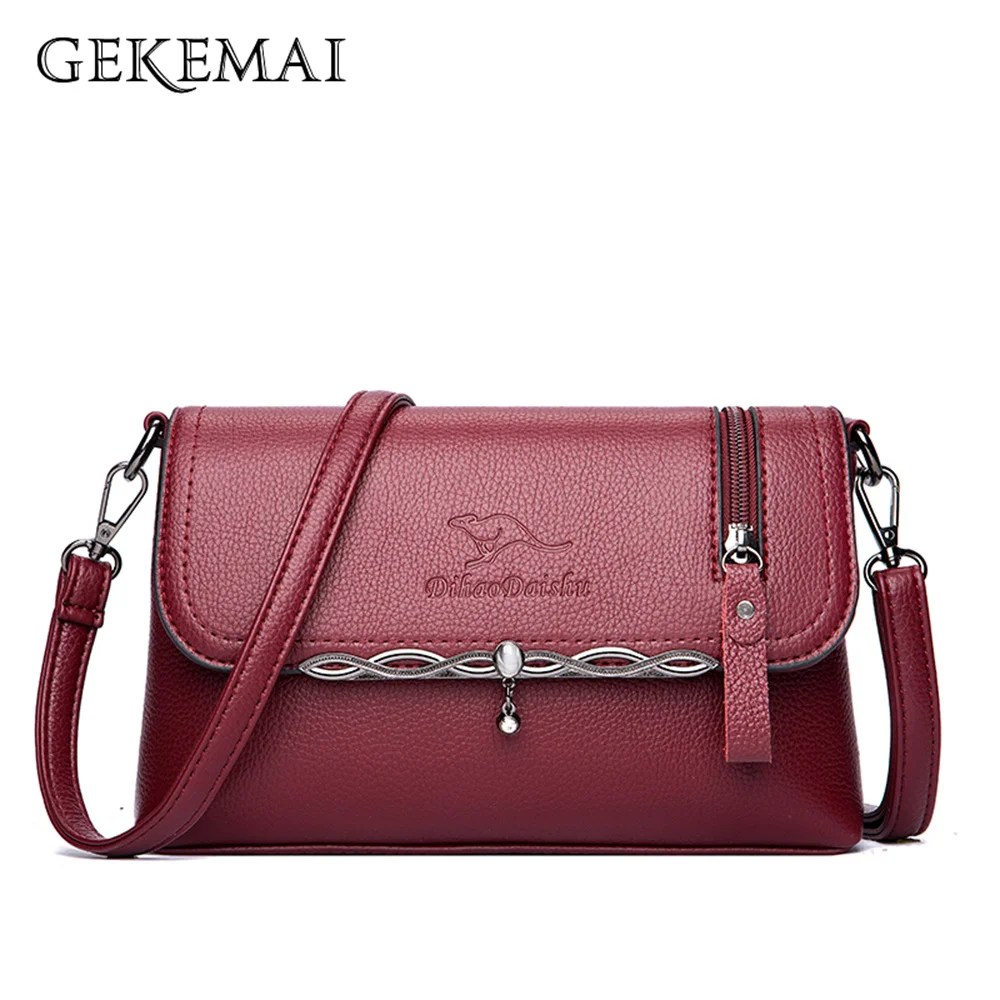 

Роскошная дизайнерская кожаная женская сумка на плечо высокого качества, однотонная дизайнерская Новая женская сумка-мессенджер, Женская ...