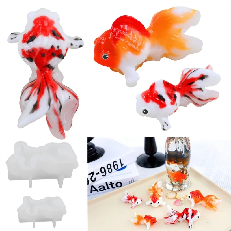 

3D креативная силиконовая форма R3MC в виде золотой рыбки на удачу, сумка для воды, смола, эпоксидная смола, литье, форма, Рождественский Декор н...