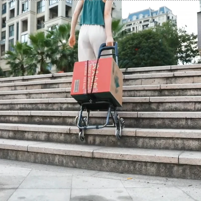 Go Upstairs Portable Shopping Cart Luggage 3 Wheel Basket Metal Storage Baskets Foldable Women | Дом и сад