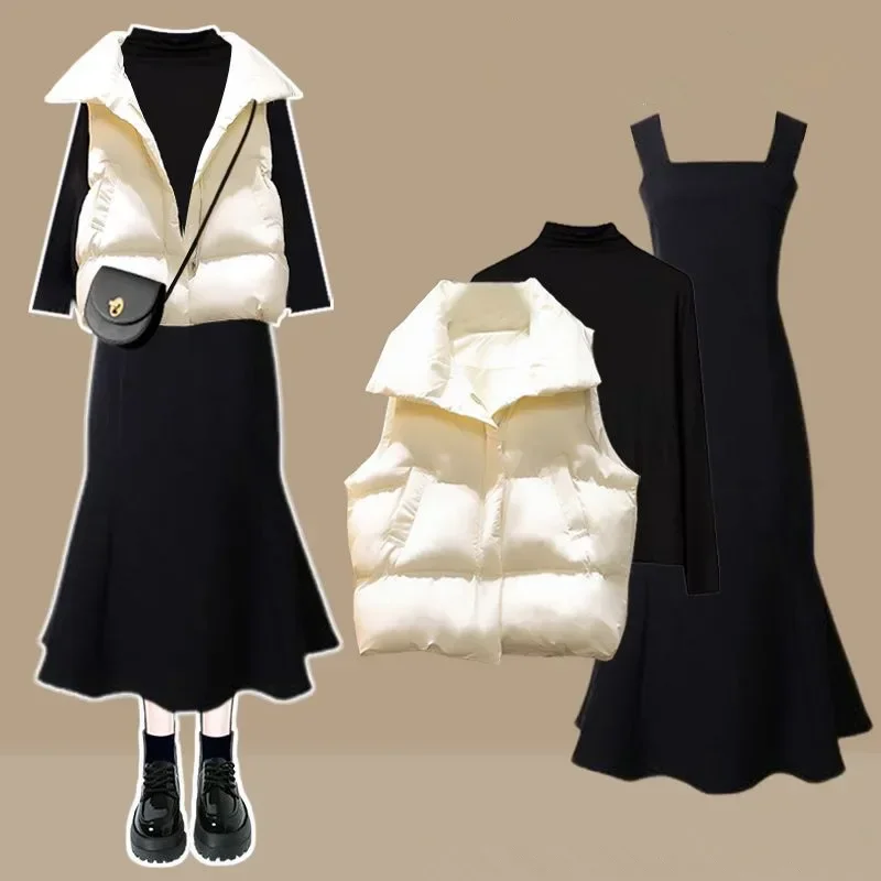 Осенне-зимний женский комплект одежды однотонный хлопковый жилет верхняя одежда