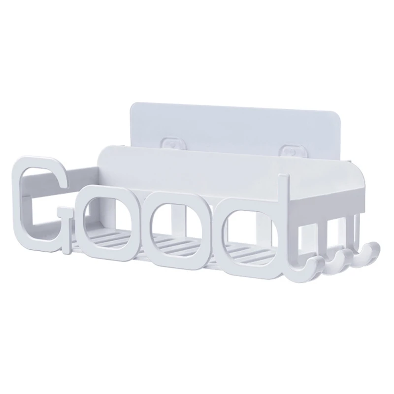 

Multifunctional Bathroom Storage Tray Shampoo Holder Kitchen Shelves Bathroom Organizer Rack with 4 Colors No Drilling