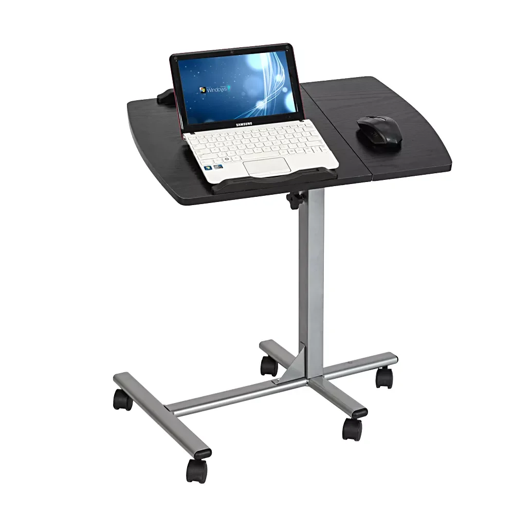 

Lifting Removable Laptop Computer Desk Office Study Table 5-Wheel Home Use Multifunctional Black & Silver[US-Stock]