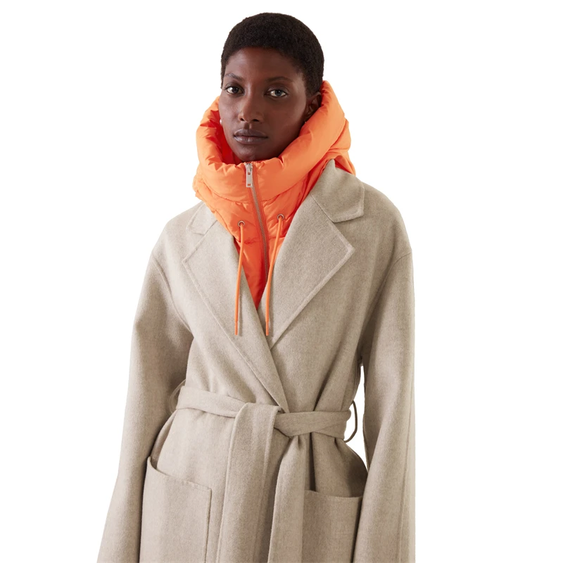 Adogirl Cotton Padded Hooded Mock Neck Vest Women Fashion Versatile Clothing Accessories Zipper Sleeveless Jackets Scarf