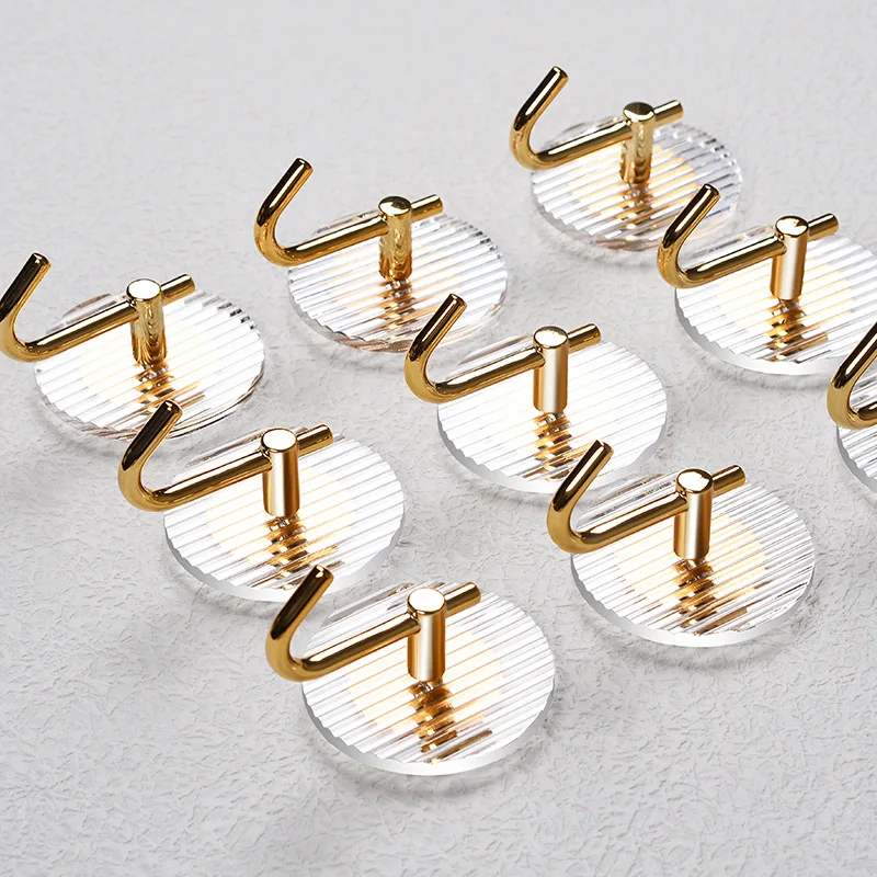 

Luxury Acryc LiPunch-free Sticky Hook Gold Luxury Hook Bathroom Toilet Over Door Wall Robe Hanger Wall Hook Coat Hook