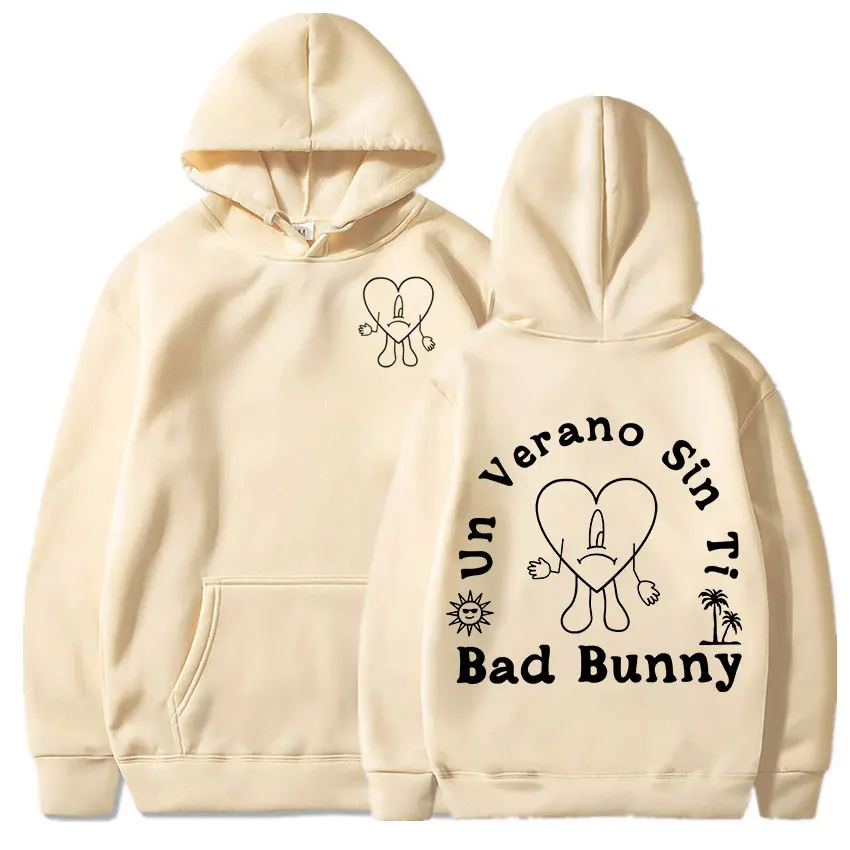 

2022 USA Singer Bad Bunny UN VERANO SIN TI Music Album Print Hoodie Streetwear Long Sleeves Hooded Sweatshirts Oversized Hoodies