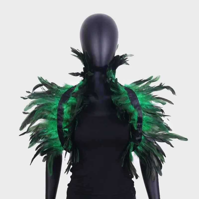 Готическая шаль с перьями для Хэллоуина бальное шоу аксессуары из перьев накидка
