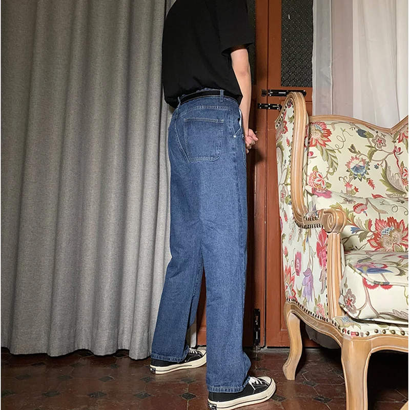 Streetwear Men 2022 New Vintage Recreational Comfortable Navy Blue Jeans Loose Temperament Versatile Trousers Autumn Female Y2k