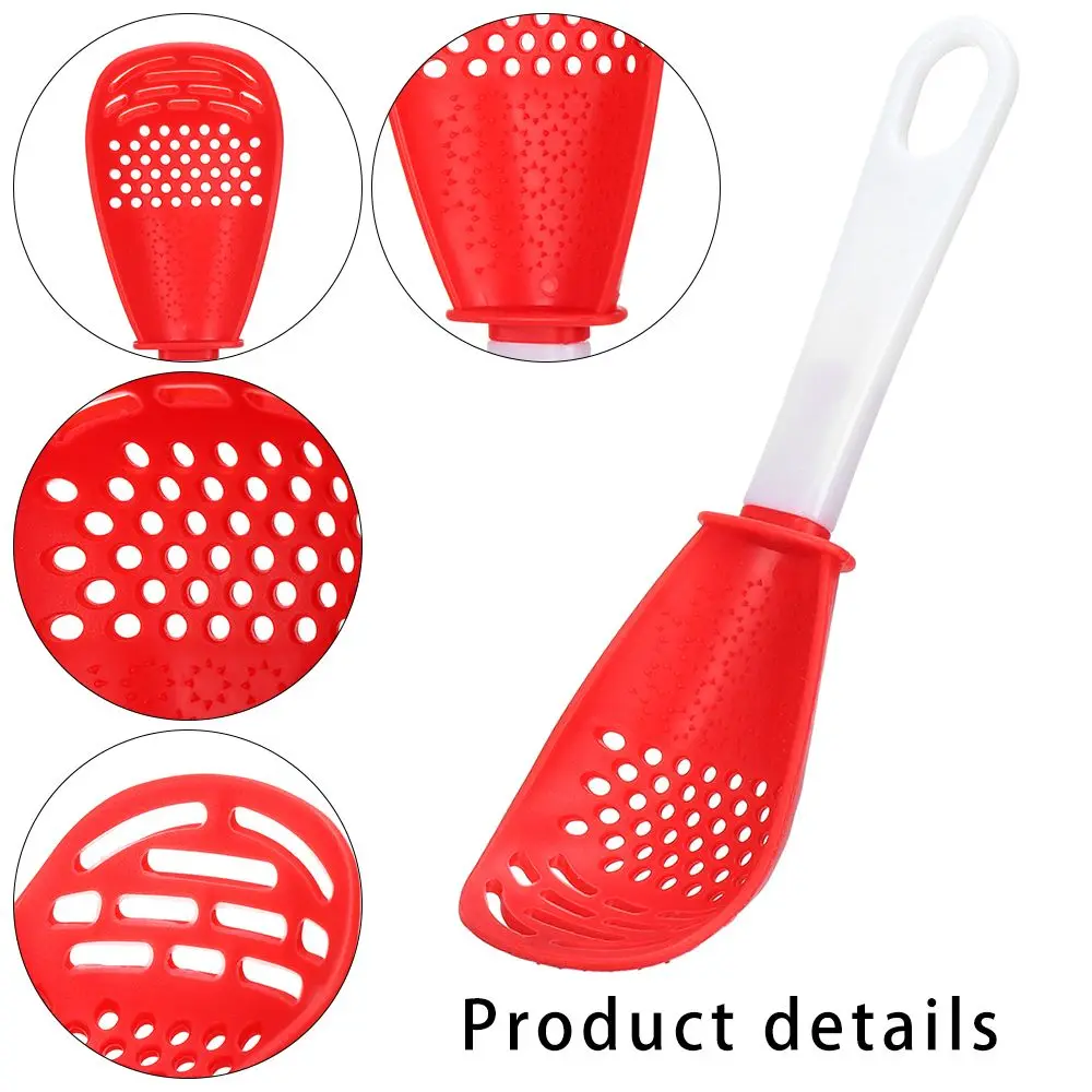

New Multifunctional Kitchen Cooking Spoon Heat-resistant Hanging Hole Innovative Potato Garlic Press Colander Spoon Gadgets