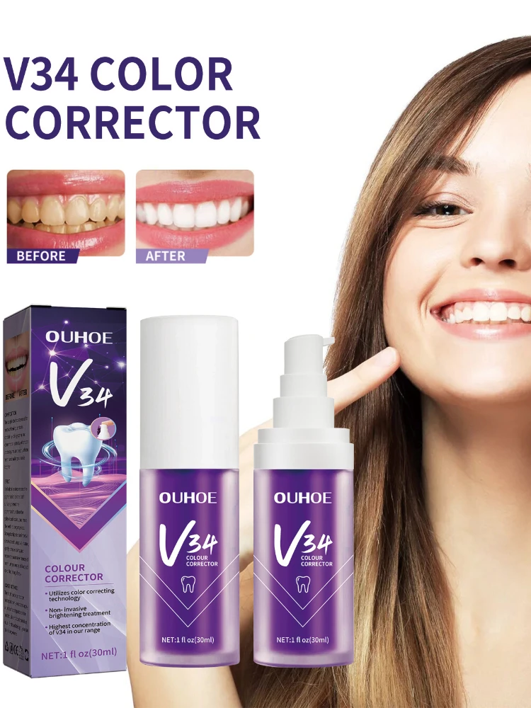 

V34 Purple Teeth Whitening Toothpaste Tartar Removal Yellow Teeth Teeth Color Corrector Oral Hygiene Toothpaste зубная паста