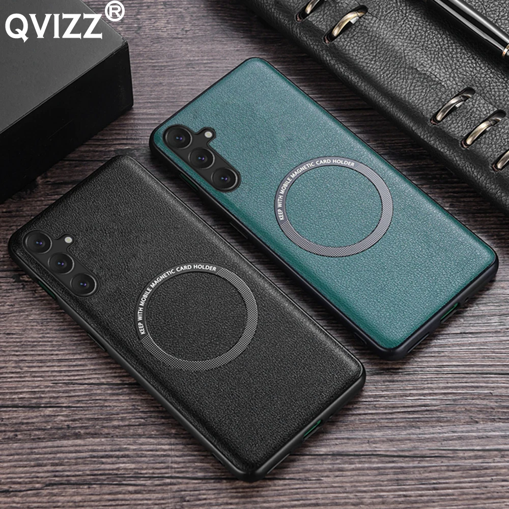 

Leather Magnetic Charge Case for Samsung Galaxy A14 Luxury Soft Silicone Edges Armor Shockproof Phone Cover SamsungA14 GalaxyA14