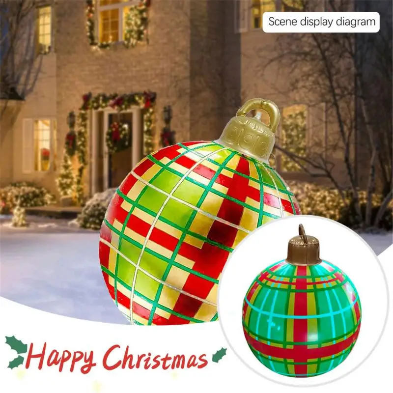 

60CM Outdoor Christmas Inflatable Decorated Ball Made PVC Giant No Light Large Balls Tree Decorations Outdoor Toy Ball