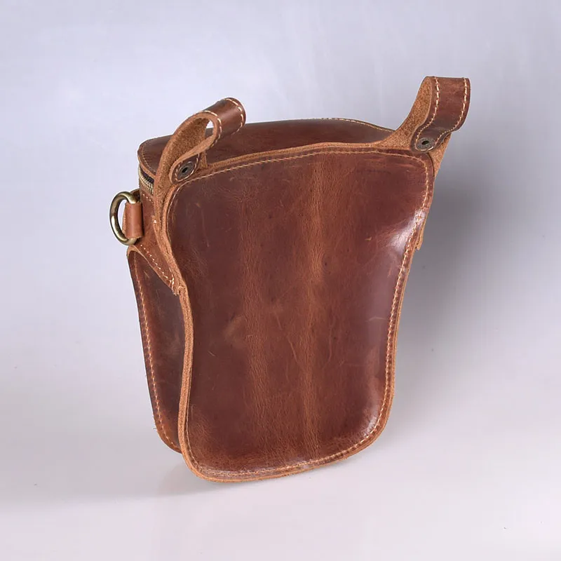 Vintage crazy horse cowhide men's waist pack casual high-quality natural genuine leather motorcycle belt bag runner phone bag