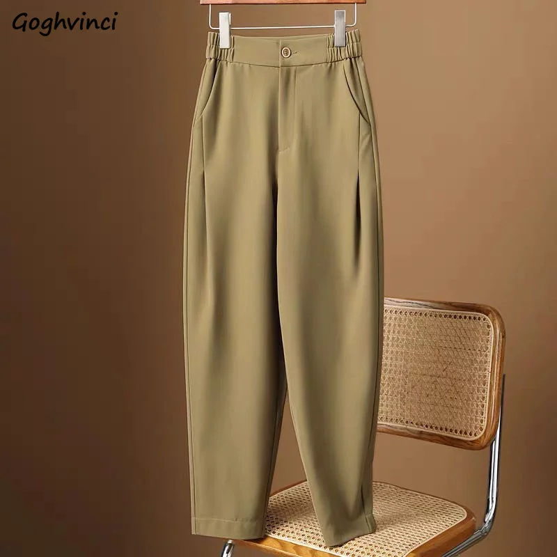 

Pants Women Elegant Trendy Pure Basic Simple Empire Tender Casual Femme Popular Ankle-length Ulzzang All-match Ins Harem Trouser