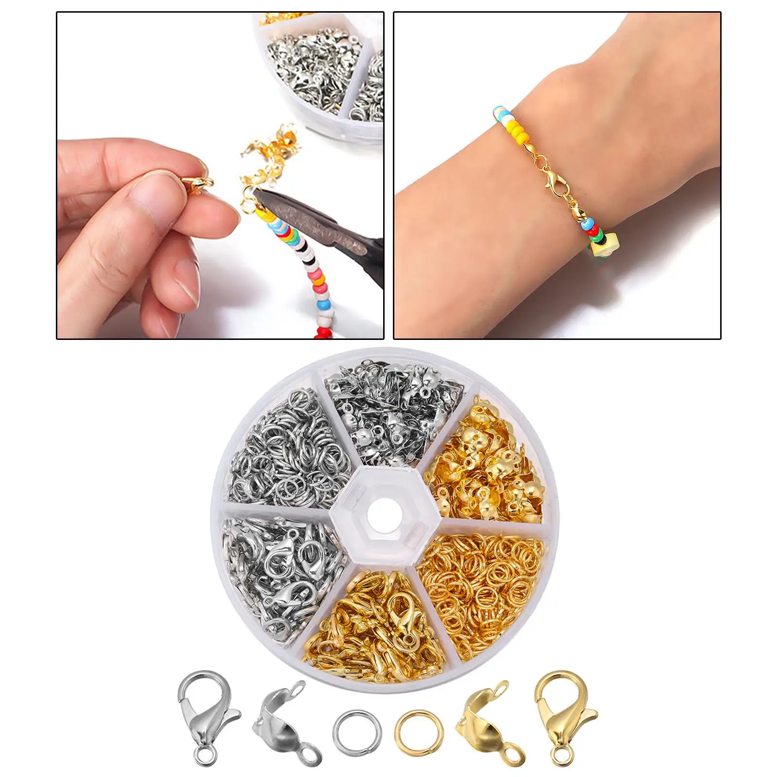 450x Jump Rings Split Lobster Clasps Hooks Jewelry Making for DIY | Findings & Components