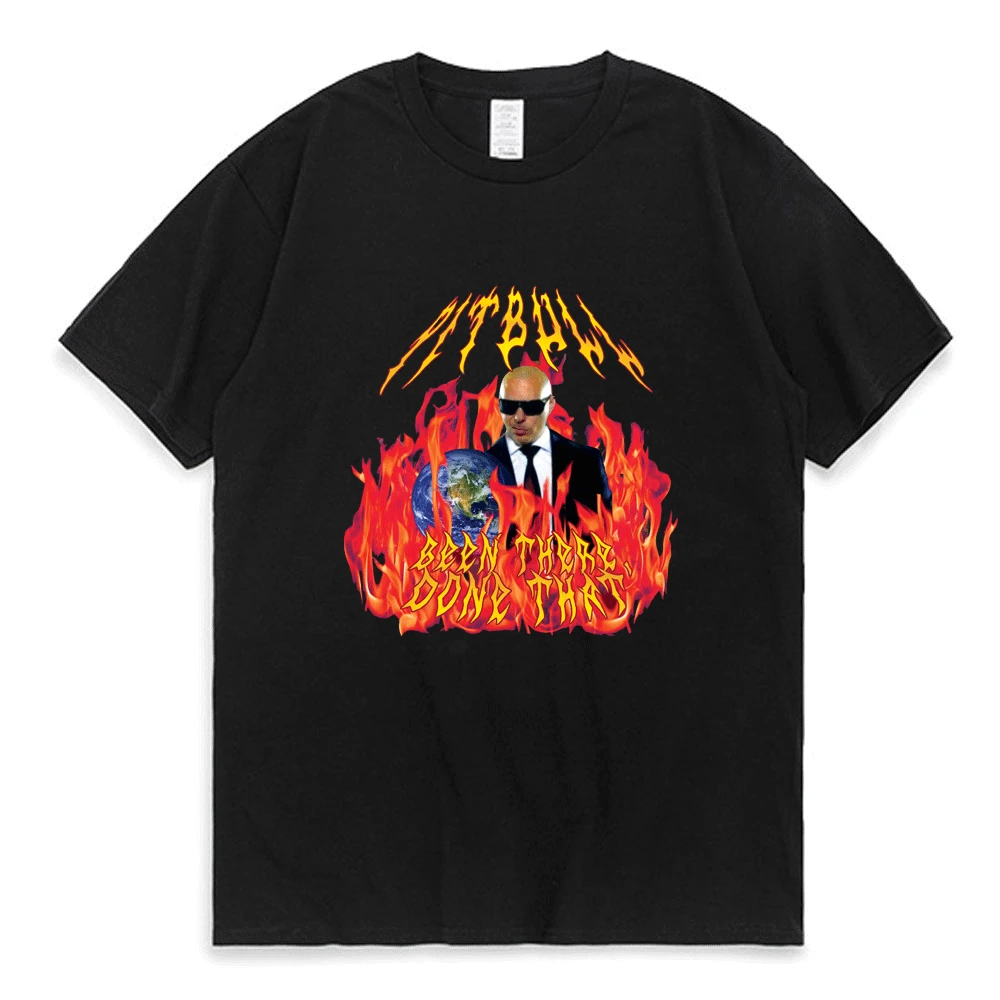 

Heavy Metal Pitbull with Flames Classic T-Shirt MEN WOMEN Mr. Worldwide Gives Done That Tee Shirt Fashion Hip Hop Black T Shirt