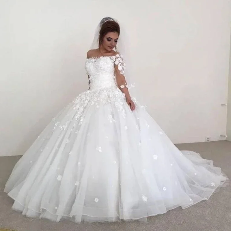 

Robe De Mariage Princess Wedding Dresses Sweetheart Appliques Ball Gown Plus Size Arabic African Vestido De Novia Bridal Gown