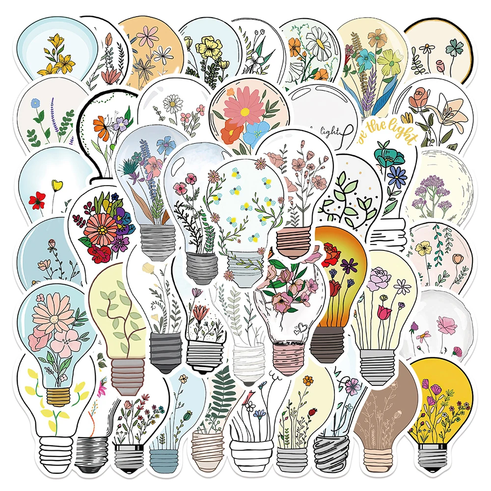

10/30/50pcs Ins Style Art Bulb Flower Aesthetic Stickers Laptop Phone Guitar Luggage Scrapbook Car Funny Sticker Decals Kid Toy