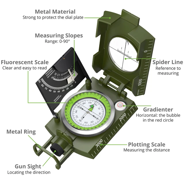 Compass Professional Sighting and Clinometer with Carry Bag 3