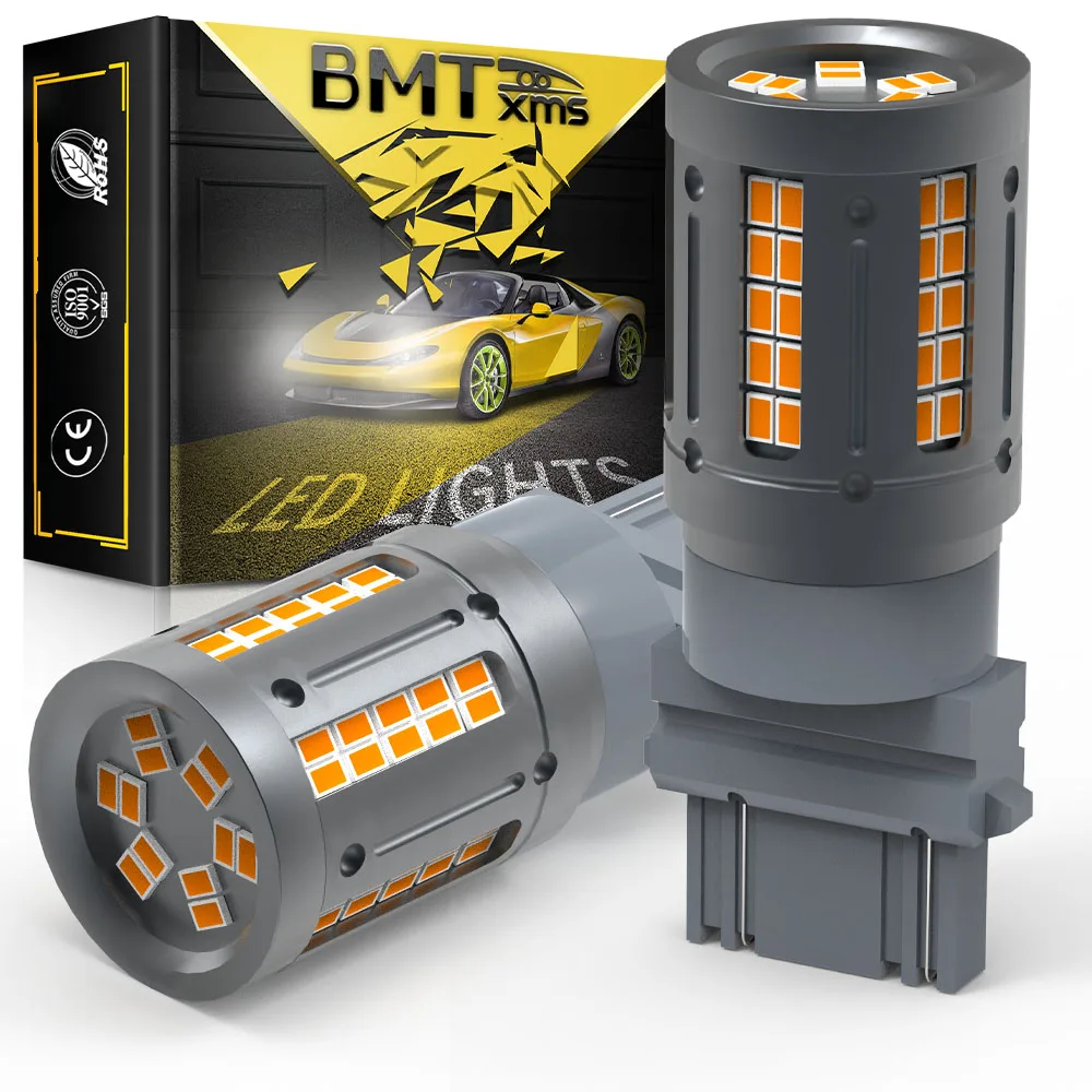 

BMTxms 2pcs T25 3157 P27W Signal Lamps W21/5W LED Bulb Canbus Error Free No Hyper Flash Led Yellow Turn Signal Light 12V
