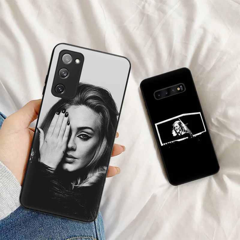 Матовый чехол для телефона Samsung S21 Plus S20 FE S10 Lite S9 Adele Черный Мягкий противоударный