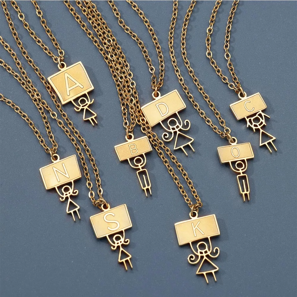 

Initial Letter Necklace For Women Stainless Steel Gold Color Raise A Sign Protest Pendant Necklace Punk Jewelry Gifts For Girls