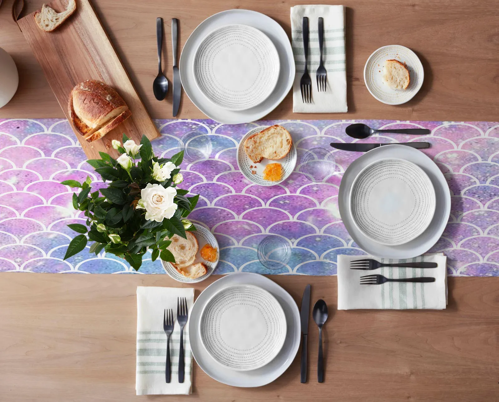 Чешуя русалки красочные льняные дорожки для стола аксессуары украшения