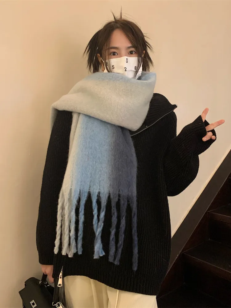 

Gradient Color Advanced Garland Scarf Warm-Keeping and Cold-Proof Couple Imitation Cashmere Shawl