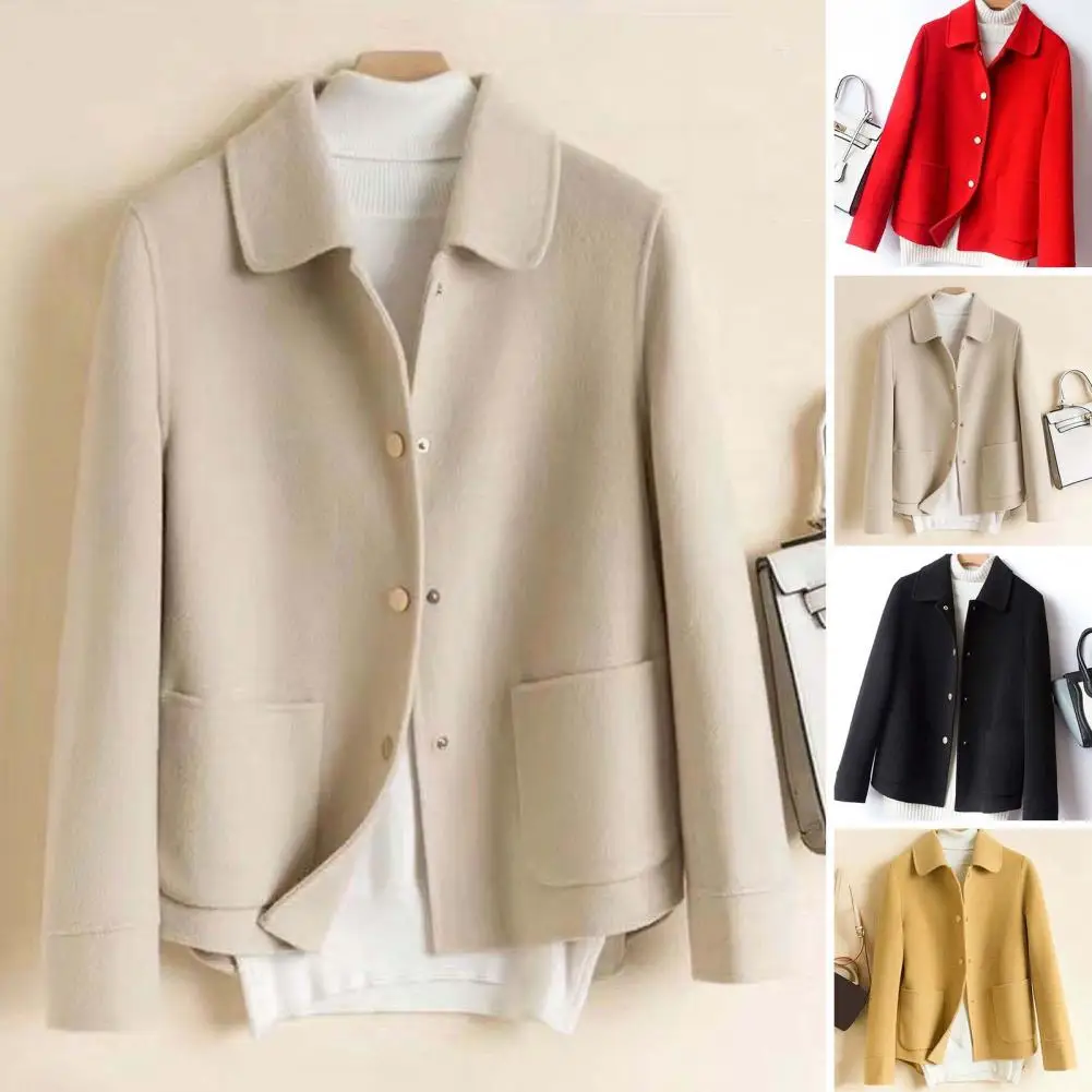 

Double-sided fleece coat women's short solid color thickened autumn and winter long-sleeved coat for women