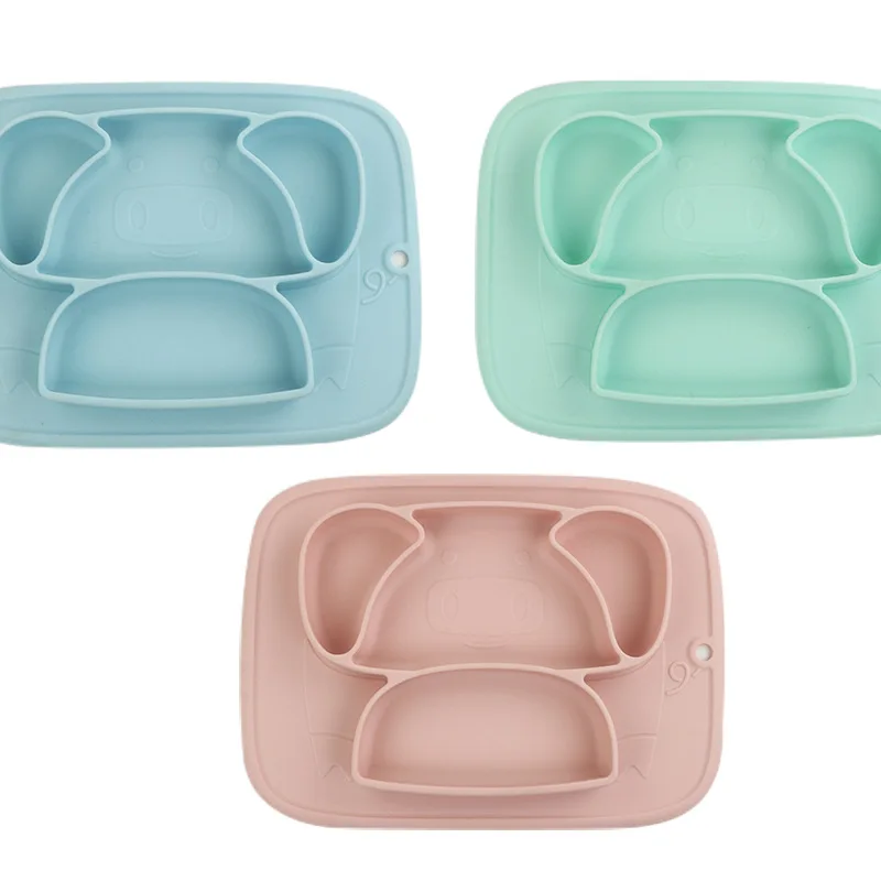 

Baby Dinner Plate Silicone Dinner Plate Special Compartment Tableware Set for Baby Complementary Food Training Learning