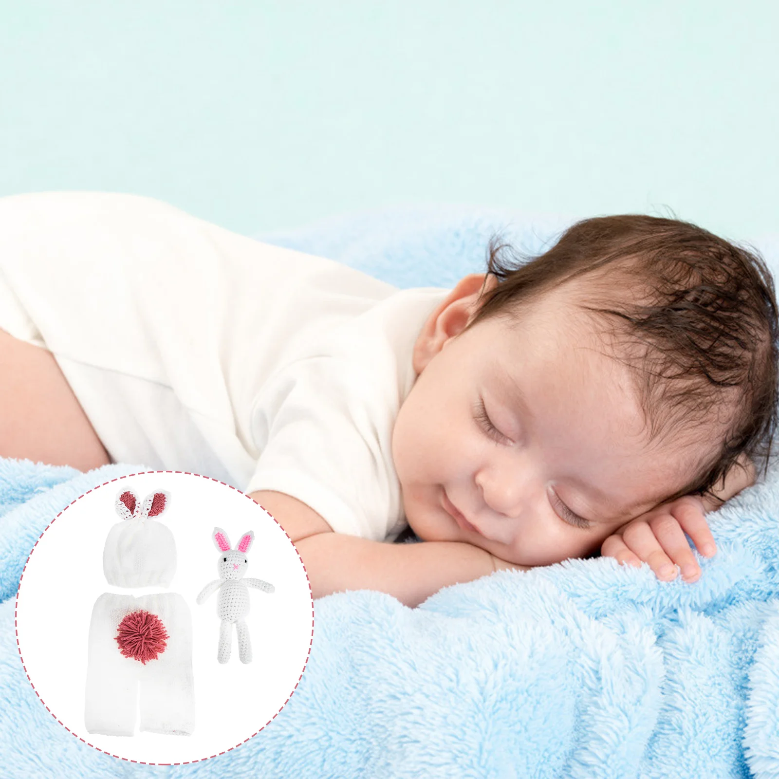 

1 Set Newborn Baby Photography Props Baby Costume Rabbit Doll Photo Props