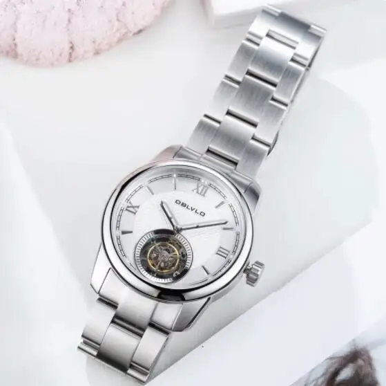 Автоматические Мужские часы OBLVLO с турбийоном 42 мм механические наручные