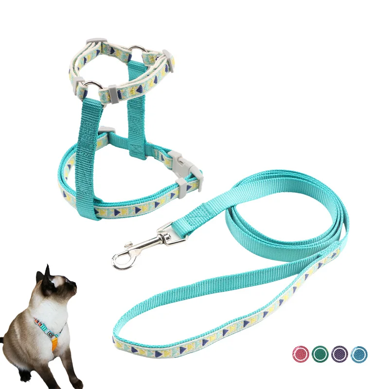 

Floral Cat Harness And Leash Set Adjustable Nylon Pet Harness Soft Cat Leash for Kitten Puppy Bunny Dog