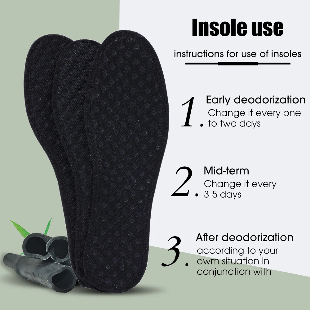 5 Pairs Deodorant Foot Insoles Bamboo Charcoal Insert Light Weight Breathable Thin Sport Shoe Pad Suction Perspiration Insole images - 6
