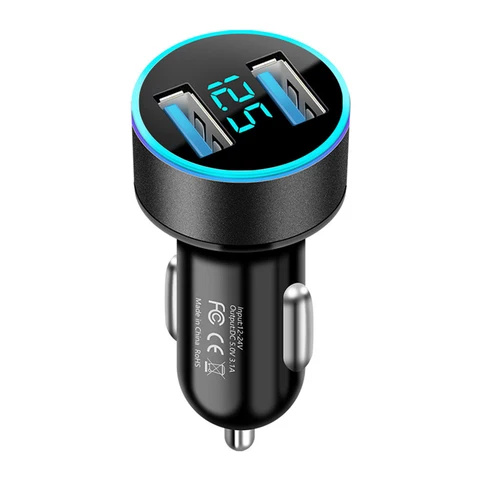 Двойной Переходник USB для зарядки в машине автомобильный прикуриватель LED вольтметр для всех типов мобильный телефон зарядное устройство Smart Dual USB Быстрая зарядка