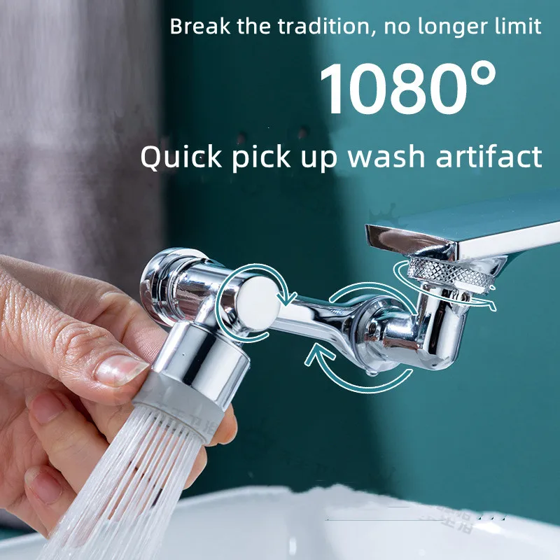 Universal 1080° Rotatable Faucet Aerator Extender Plastic Splash Filter Faucets Bubbler Nozzle Robotic Arm for Kitchen Bathroom