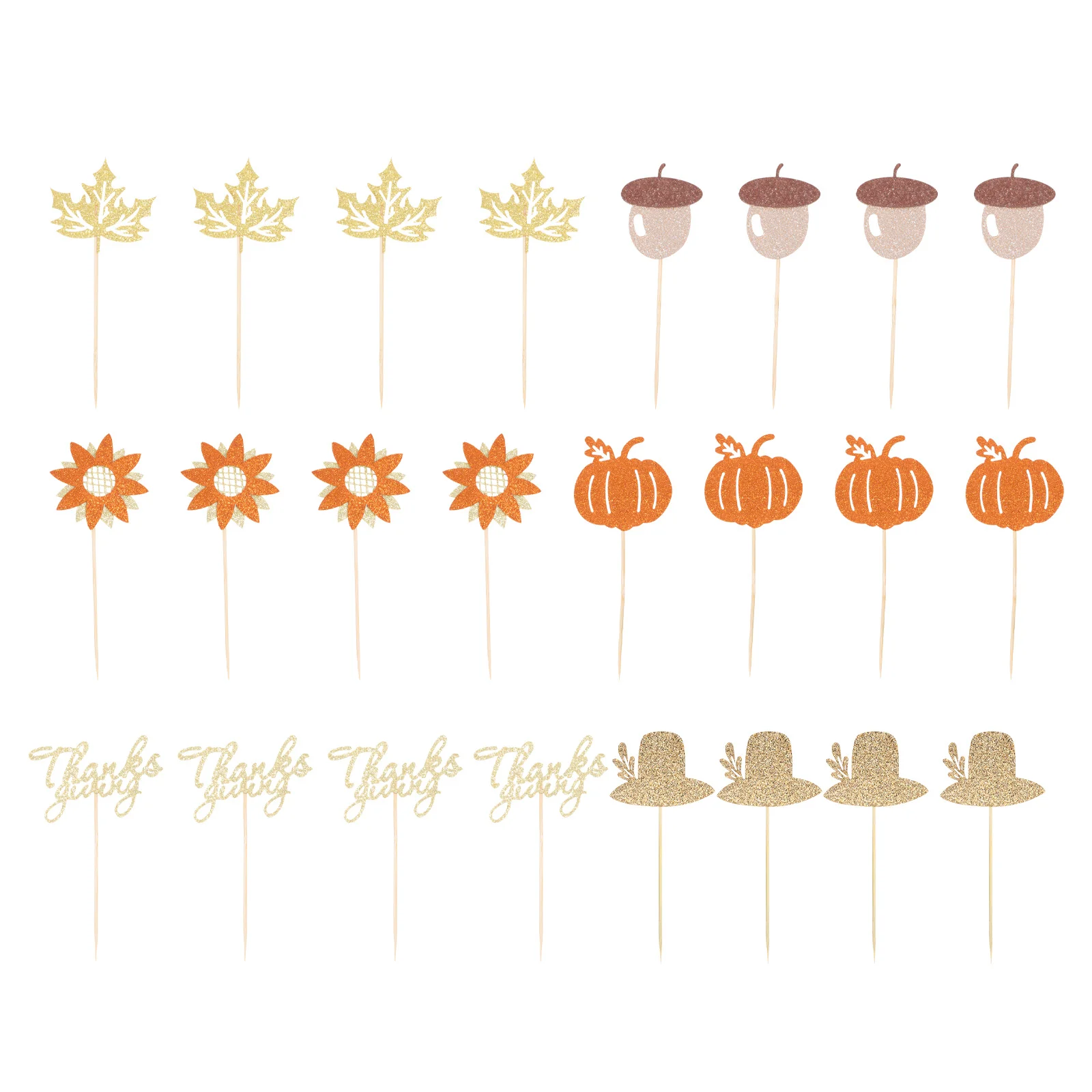 

24pcs Creative Thanksgiving Cupcake Picks for Party Cake Decorations