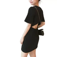 womens sexy noble short sleeve long midi dinner party beach back hollow out solid color tight slim dress279341